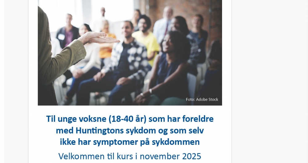 Kurs for unge voksne som har foreldre med Huntingtons sykdom